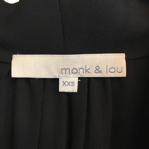 MONK & LOU Black Short Sleeve V-Neck Mini Shift Dress XXS - Picture 5 of 8